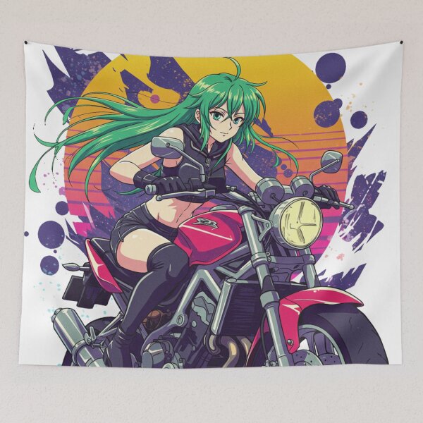 Item preview, Anime Girl on Retro Motorcycle designed and sold by JonelleTshirts.