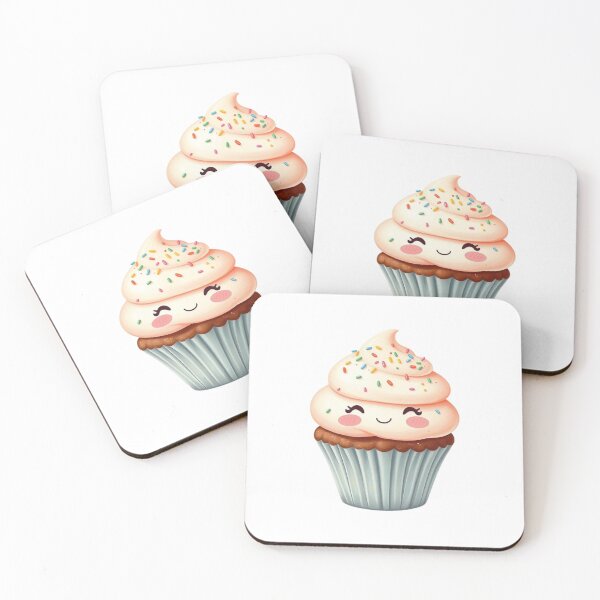 Item preview, The Happy Blushing Cupcake | Kawaii Art designed and sold by Ink And Inspire.