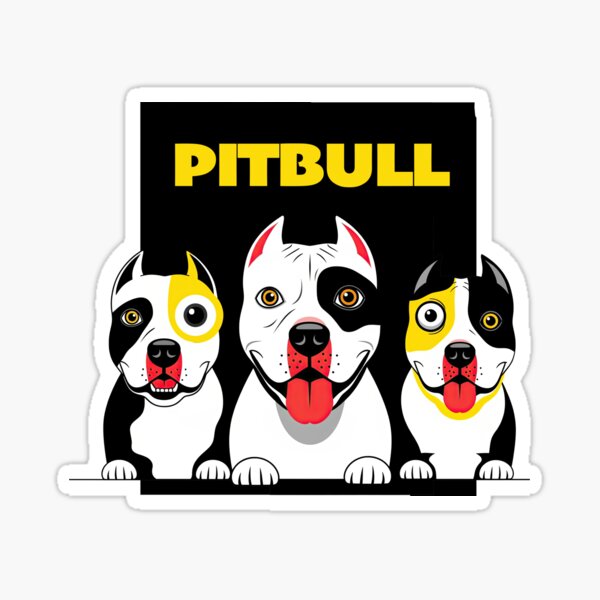 Item preview, Funny 3 Pitbull Dog Cartoon - Cute 'PITBULL' Text Design designed and sold by sedemesan.