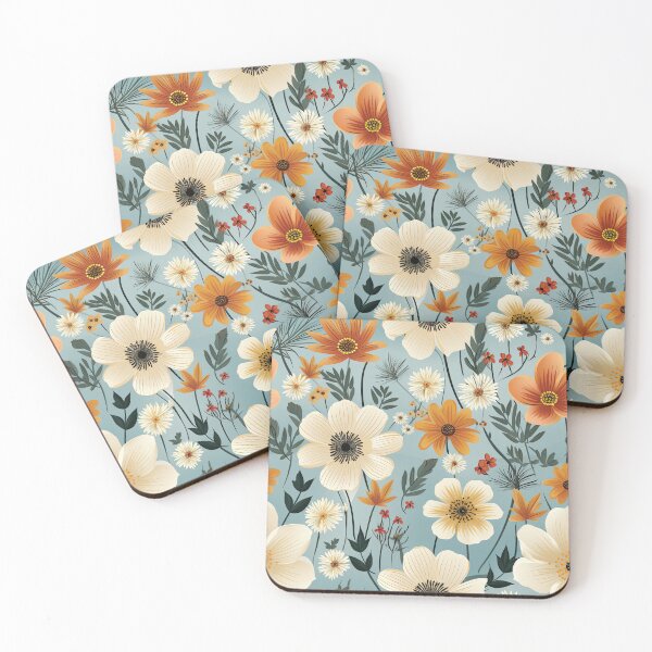 Item preview, Cadet Grey Bohemian Floral Pattern designed and sold by GracefulGiftsCA.
