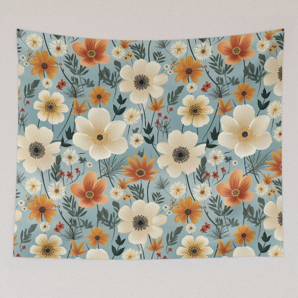 Item preview, Cadet Grey Bohemian Floral Pattern designed and sold by GracefulGiftsCA.