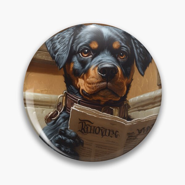 Item preview, Rottweiler Dog Reading Paper Serious Look Humorous Bathroom Portraits designed and sold by mildaclairmo.