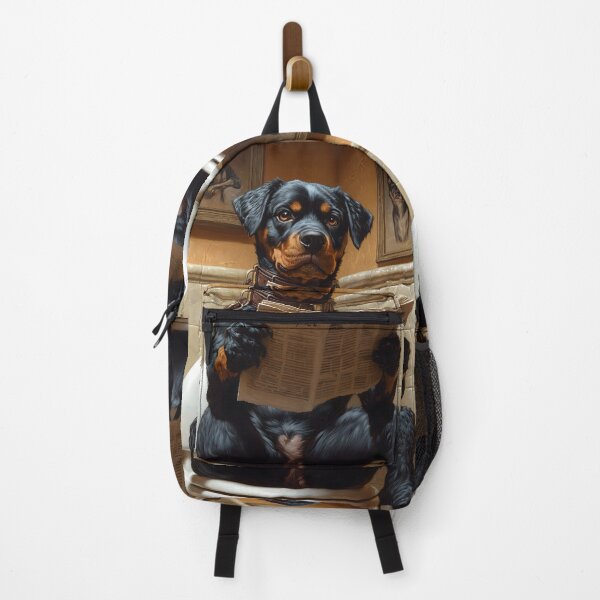Item preview, Rottweiler Dog Reading Paper Serious Look Humorous Bathroom Portraits designed and sold by mildaclairmo.