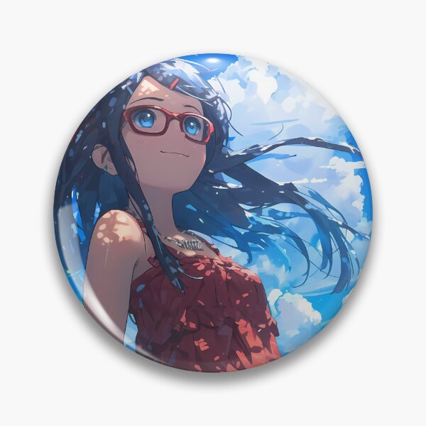 Item preview, Anime Art Cheerful Girl Glasses Summer Day Outdoors Blue Sky Chiriko Tsurumi designed and sold by mildaclairmo.
