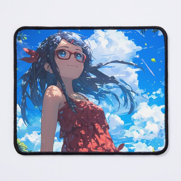 Item preview, Anime Art Cheerful Girl Glasses Summer Day Outdoors Blue Sky Chiriko Tsurumi designed and sold by mildaclairmo.