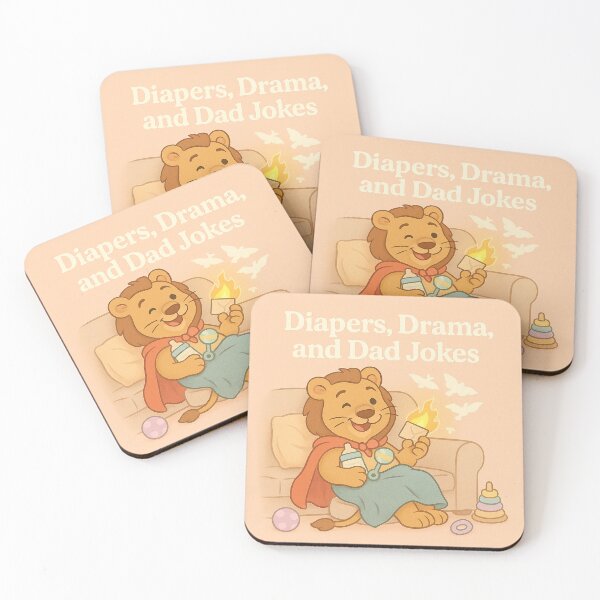 Item preview, Diapers, Drama, and Dad Jokes – Funny Lion Dad Cartoon designed and sold by Neovibe Print.