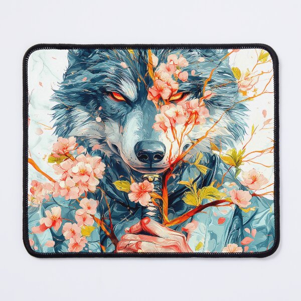 Item preview, Animal Samurai Wolf Warrior Blossoming Blade Steely Gaze designed and sold by earlobejerk.