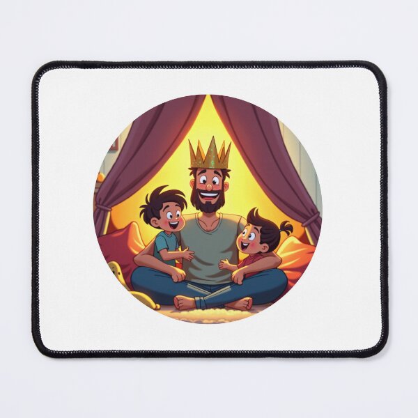 Item preview, Couch Fort King – Cartoon Dad & Kids in Cozy Blanket Fort designed and sold by ebocraft.