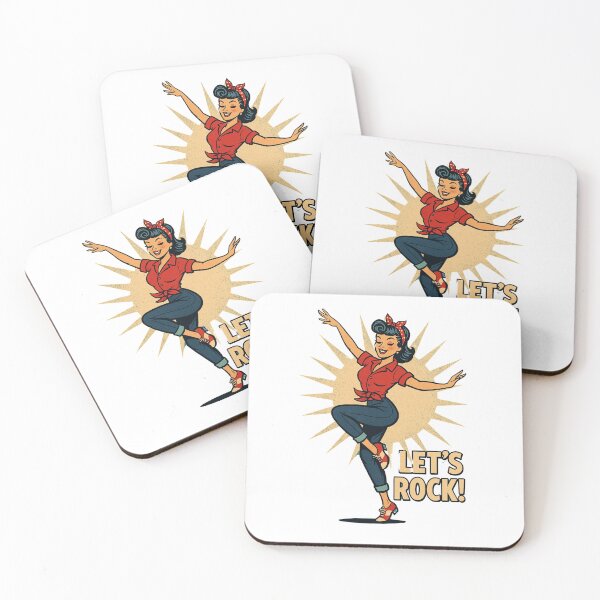 Item preview, Let's Rock! – Retro Rockabilly Dance Girl Vintage Design designed and sold by JenniferCreaArte .