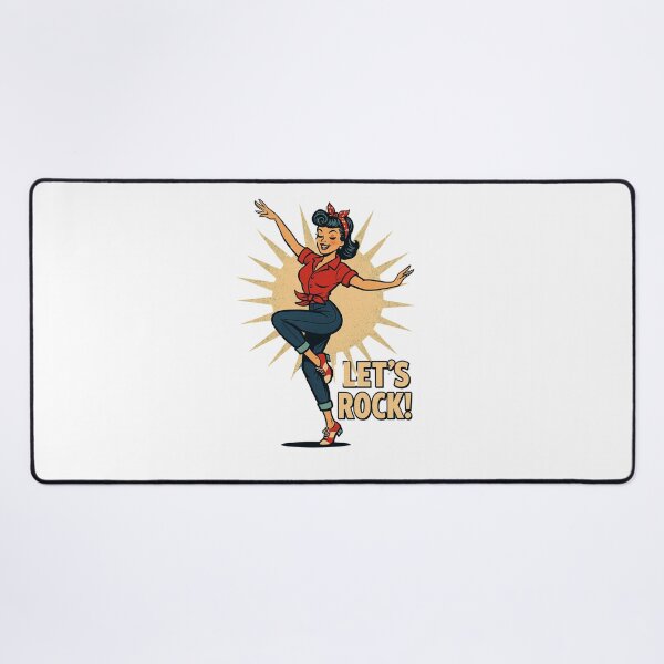Item preview, Let's Rock! – Retro Rockabilly Dance Girl Vintage Design designed and sold by JenniferCreaArte .