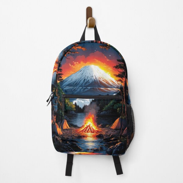 Item preview, Japanese Landscape Majestic Mountain Sunset Campfire Lake Tents Peaceful Nature Escape designed and sold by telchimabukar.