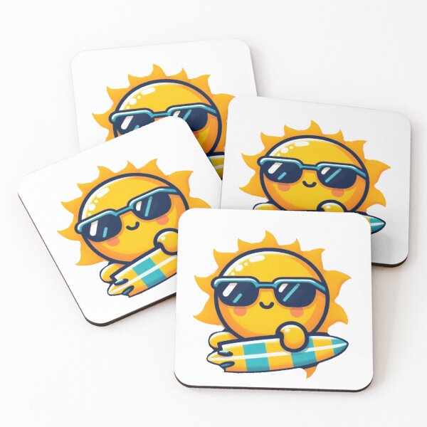 Item preview, Cute Cool Sun with Surfboard – Fun Summer Cartoon  designed and sold by Kalpa.