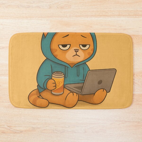Item preview, Too Tired to Quit – Funny Overworked Cat Hoodie Art designed and sold by Neovibe Print.