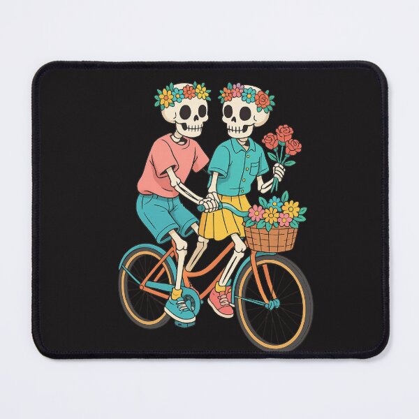 Item preview, Romantic Skeleton Couple on Bicycle with Roses – Cute Floral Skeleton Love Design designed and sold by ColorSplash123.