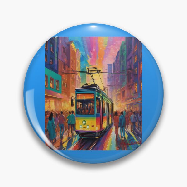 Item preview, **Futuristic Tram: Rainbow City Pride Energy** designed and sold by Artisticanvas.