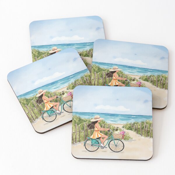 Item preview, Bike by the beach Watercolor designed and sold by Magnolia Valley Art.