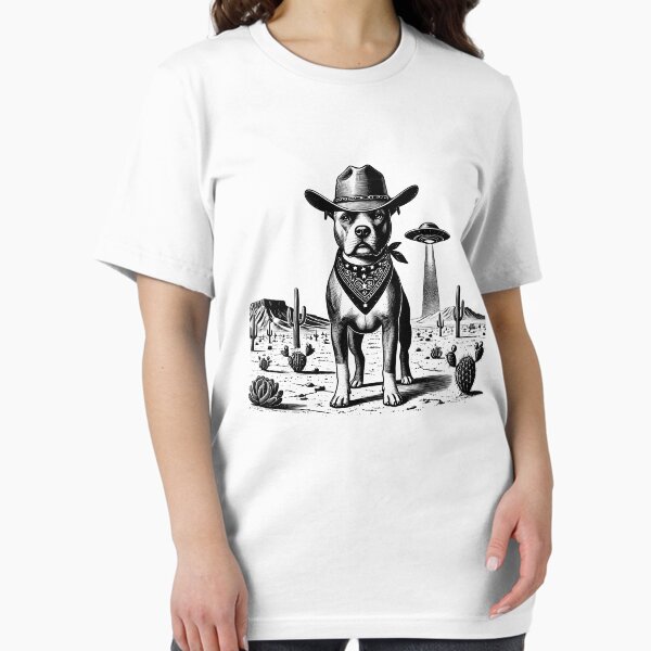 Item preview, Vintage Retro American Staffordshire Terrier UFO Western Country Wild West Dog Mom Dad designed and sold by Kimberley King Art  King Art.