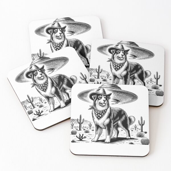 Item preview, Vintage Retro Australian Shepherd UFO Western Country Wild West Dog Mom Dad designed and sold by Kimberley King Art  King Art.
