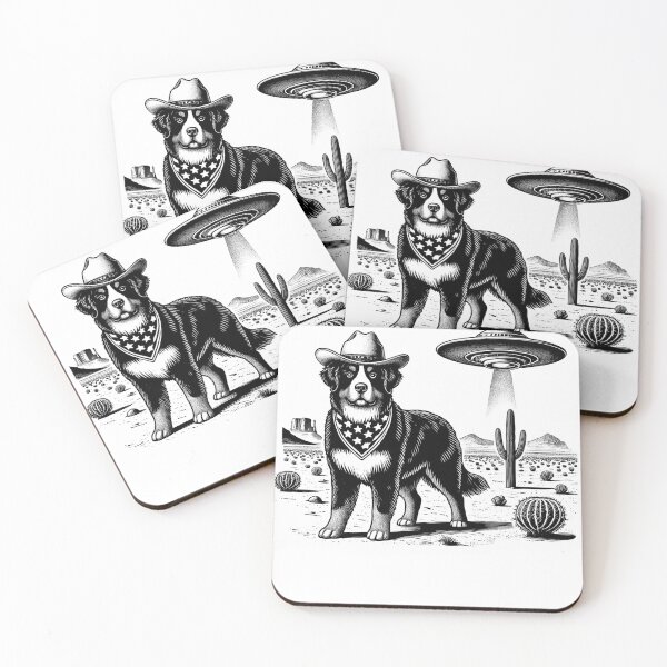 Item preview, Vintage Retro Bernese Mountain Dog UFO Western Country Wild West Dog Mom Dad designed and sold by Kimberley King Art  King Art.