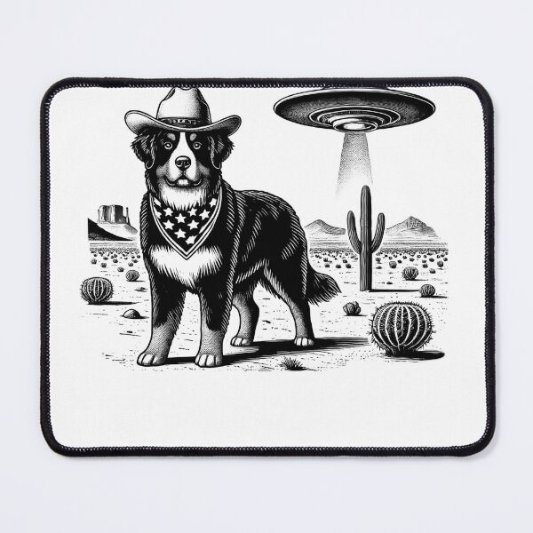 Item preview, Vintage Retro Bernese Mountain Dog UFO Western Country Wild West Dog Mom Dad designed and sold by Kimberley King Art King Art.