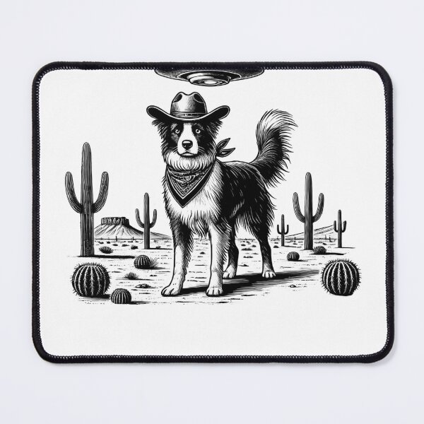 Item preview, Vintage Retro Border Collie UFO Western Country Wild West Dog Mom Dad designed and sold by Kimberley King Art King Art.