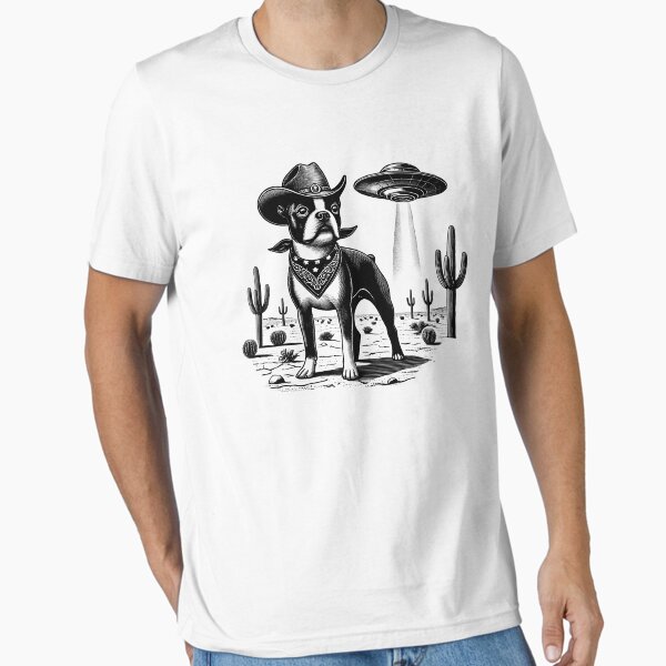Item preview, Vintage Retro Boston Terrier UFO Western Country Wild West Dog Mom Dad designed and sold by Kimberley King Art  King Art.