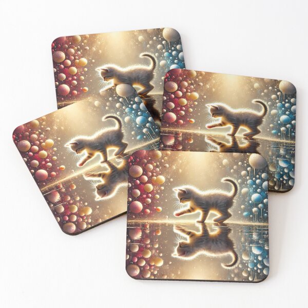 Item preview, Playful kitten in water and colorful bubbles designed and sold by Astralia.