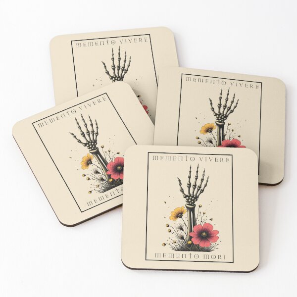 Item preview, Memento Mori Vivere - Skeletal Hand Amidst Scattered Blooms designed and sold by Chilly Lizard.