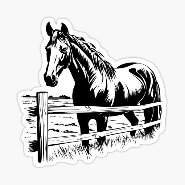 Item preview, Horse Farm Ranch Rustic Fence Stable Equestrian Country designed and sold by inkoutninja.