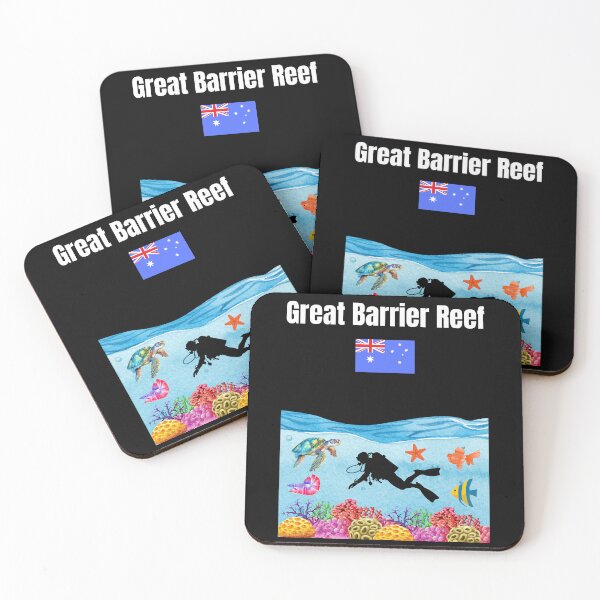 Item preview, Great Barrier Reef corals Australian flag souvenir scuba diving  designed and sold by Artstastic.