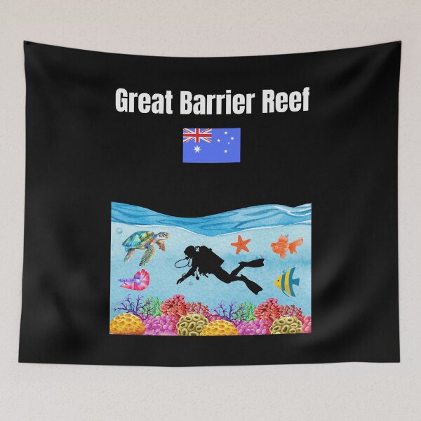Item preview, Great Barrier Reef corals Australian flag souvenir scuba diving  designed and sold by Artstastic.