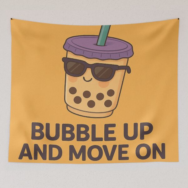 Item preview, Bubble Up and Move On – Confident Boba Cup Quote Sticker designed and sold by Neovibe Print.