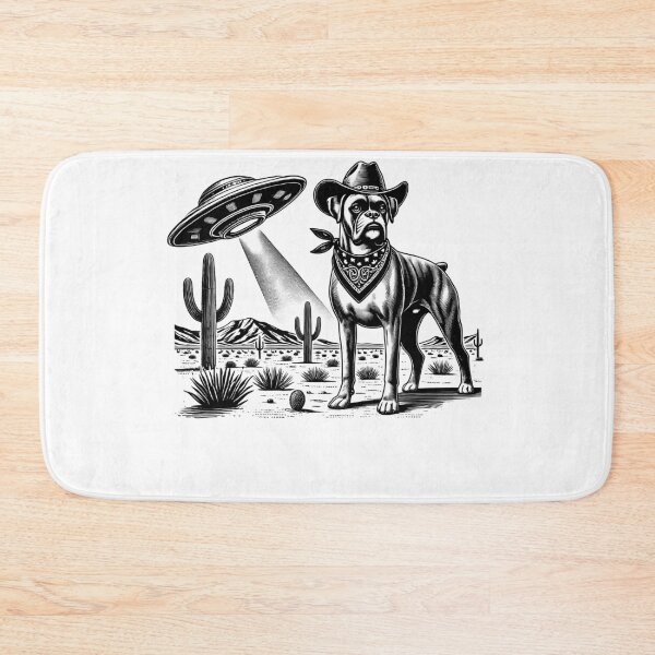 Item preview, Perro boxer retro vintage OVNI Western Country Wild West Perro Mamá Papá designed and sold by Kimberley King Art King Art.