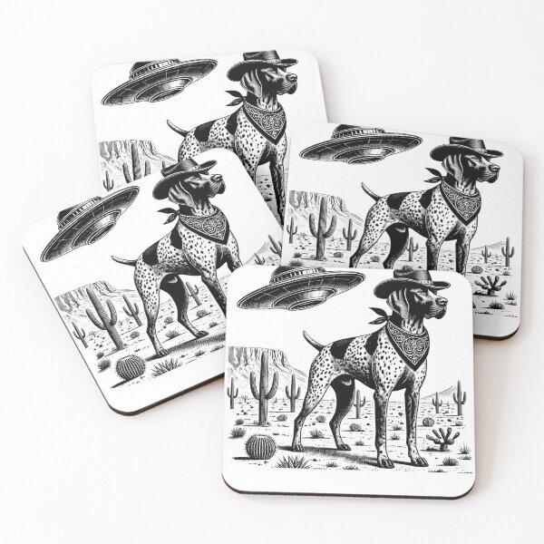 Item preview, Vintage Retro German Shorthaired Pointer UFO Western Country Wild West Dog Mom Dad designed and sold by Kimberley King Art  King Art.