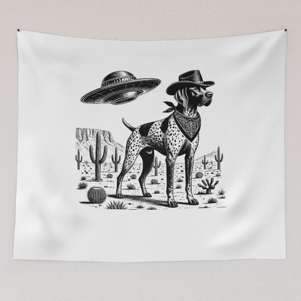 Item preview, Vintage Retro German Shorthaired Pointer UFO Western Country Wild West Dog Mom Dad designed and sold by Kimberley King Art  King Art.