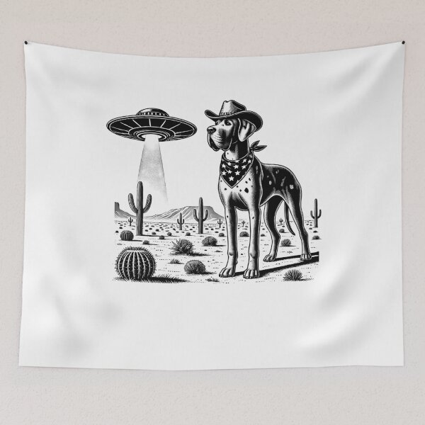 Item preview, Vintage Retro Great Dane UFO Western Country Wild West Dog Mom Dad designed and sold by Kimberley King Art  King Art.