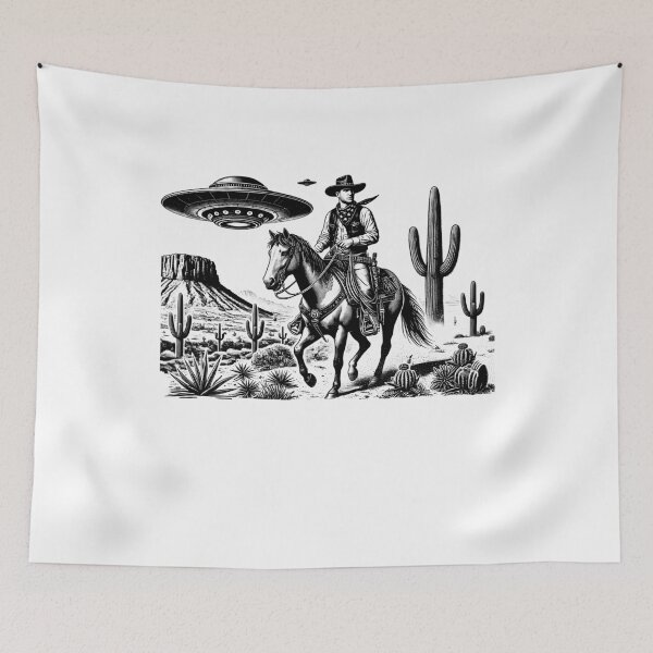 Item preview, Vintage Retro 90s Horse Western Country UFO Western Wild West designed and sold by Kimberley King Art  King Art.