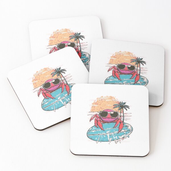 Item preview, Funny Crab with Surfboard Summer T-Shirt designed and sold by Ragil-Studio.