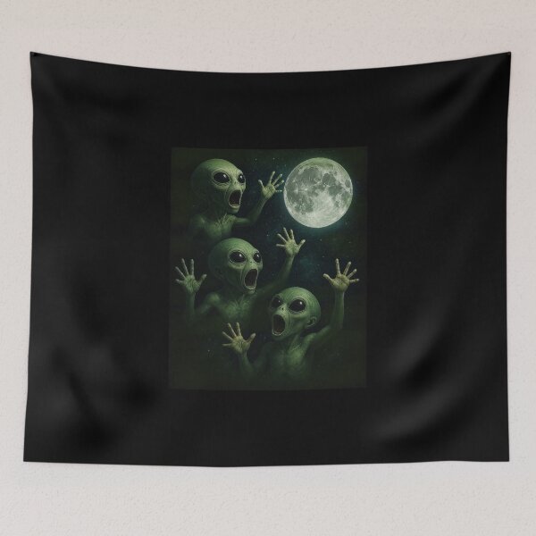 Item preview, Three Alien Moon | 3 Aliens Funny Weird Cursed Meme Design designed and sold by love3617.