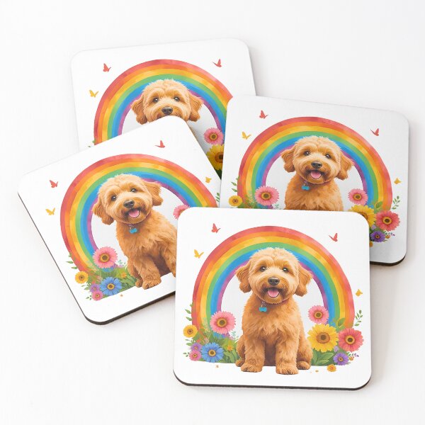 Item preview, Boho Rainbow Goldendoodle – Cute Retro Dog Art for Doodle Lovers designed and sold by Fredster1966.