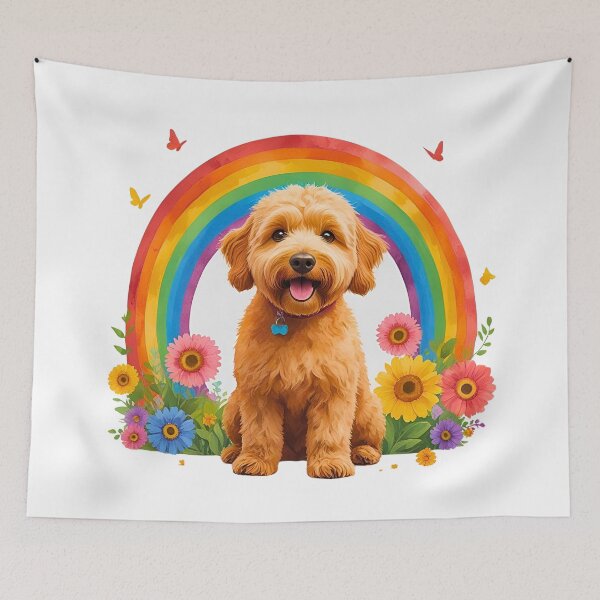 Item preview, Boho Rainbow Goldendoodle – Cute Retro Dog Art for Doodle Lovers designed and sold by Fredster1966.