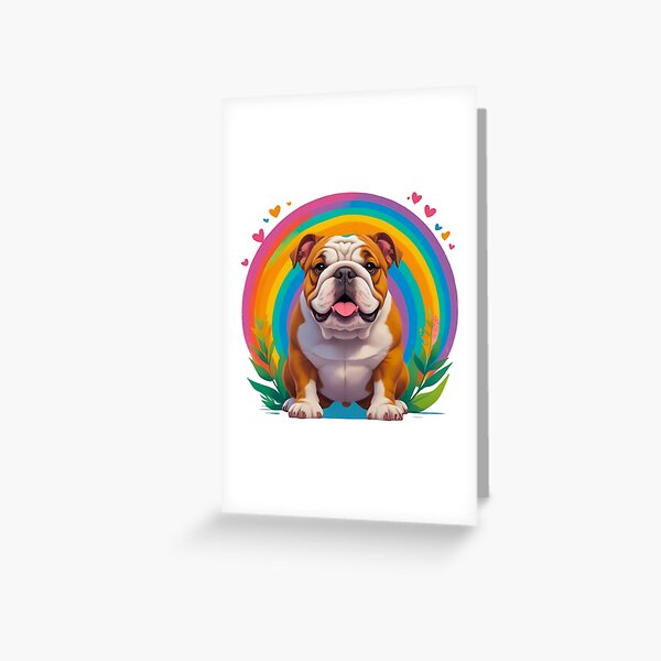 Item preview, Boho Rainbow English Bulldog – Retro Cute Bulldog Art for Dog Lovers designed and sold by Fredster1966.