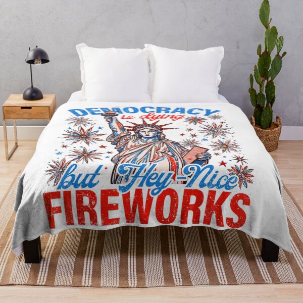 Item preview, Lady Liberty Democracy Is Dying But Hey Nice Fireworks designed and sold by Wilson-Aura.