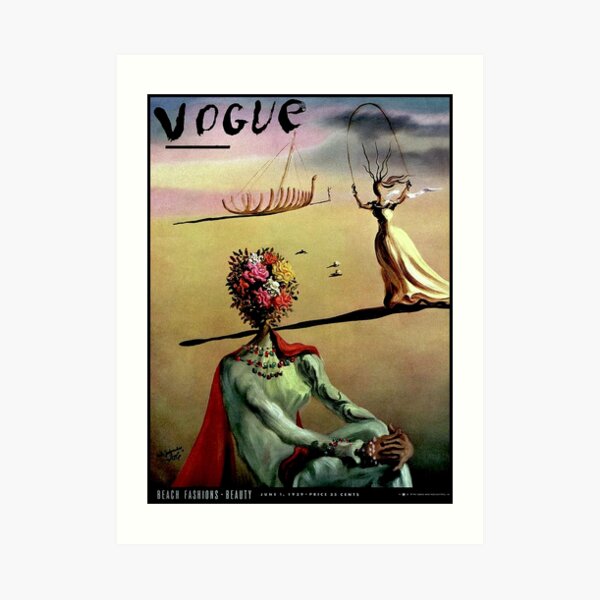VOGUE : Vintage 1939 Dali Flower Head Lady Advertising Print Art Print