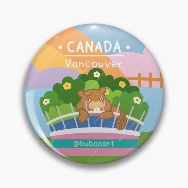 Item preview, Canada Travel Art Print – Cute Beaver & Rabbit in Rainy Vancouver BC Place designed and sold by BuBooArt.