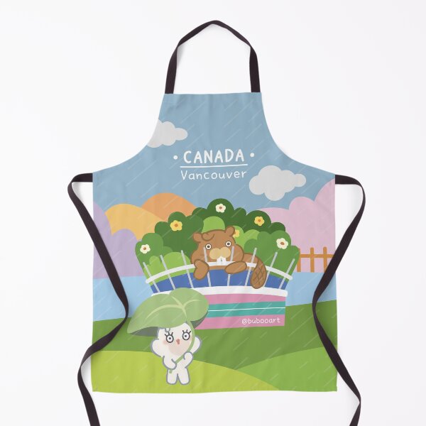 Item preview, Canada Travel Art Print – Cute Beaver & Rabbit in Rainy Vancouver BC Place designed and sold by BuBooArt.