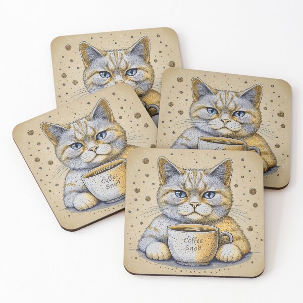 Item preview, Cat drinking Coffee designed and sold by Flower Magic .