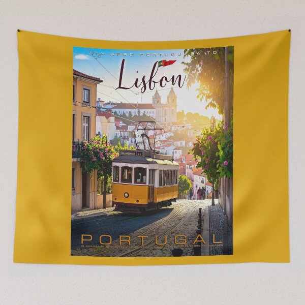 Item preview, Vintage-style Lisbon Tram Travel Poster designed and sold by travelwitheric.