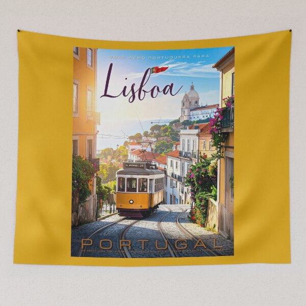 Item preview, Vintage-style Lisbon Tram Travel Poster in Portuguese designed and sold by travelwitheric.