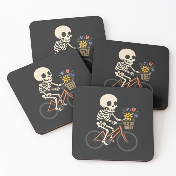 Item preview, Minimalist Skeleton on Bicycle – Floral Basket Vintage Aesthetic Art designed and sold by ColorSplash123.